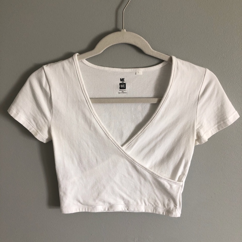 Pacsun white wrap t-shirt crop top